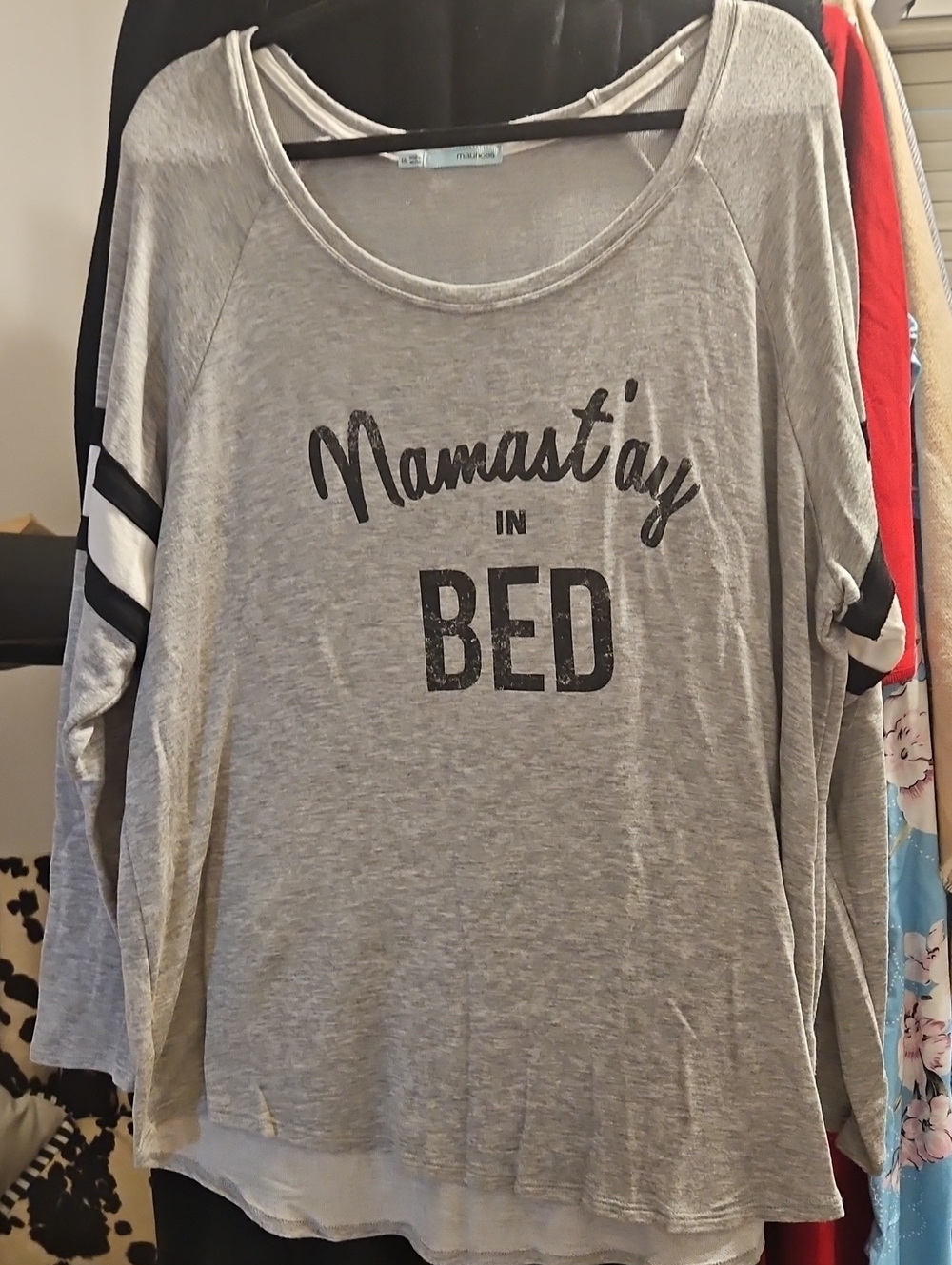 Maurices Grey 'Namast'ay in Bed' Long-Sleeve Top
